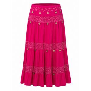 SOHO Compagnie Pink Tiered Boho Coin Accent Midi Skirt Women's Size 14